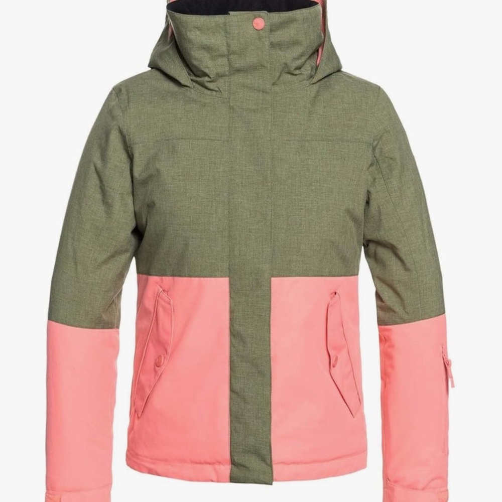 Roxy Kids Olive and Coral Puffer Jacket